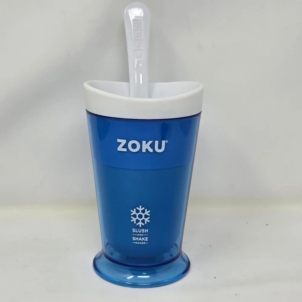 Zoku Slush and Shake Maker Blue Frozen Treat Cup with Stir Spoon ZK113-BL